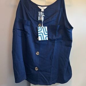 NWT Market & Spruce Navy Blouse Top Size XL